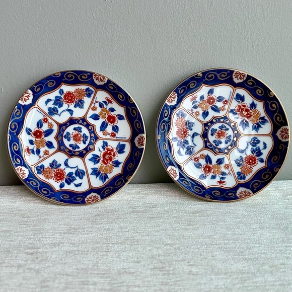 Kozangama Other - (2) kozangama vintage porcelain plates w/ gold JAPANESE small plates